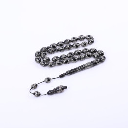 سبحة يسر طبيعي مطعم بالفضة 