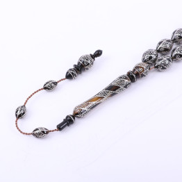 سبحة ظهر السلحفاة (ترسة) مرصع بالفضة