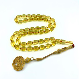 كهرمان طبيعي شفاف طربزونة فضة مذهب